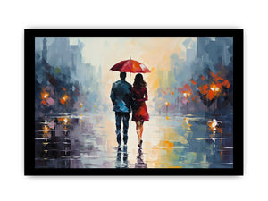 Man Woman walking under Umbrella