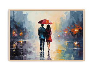 Man Woman walking under Umbrella