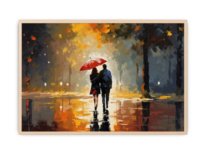 Couple Under Umbrella Art