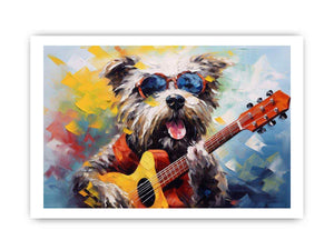 Dog Playing Guitar Modern Art