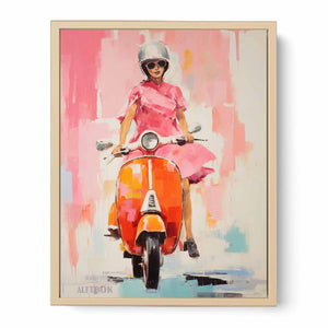 Modern Scooter Lady Art Painting