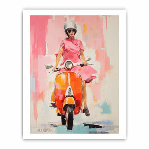 Modern Scooter Lady Art Painting