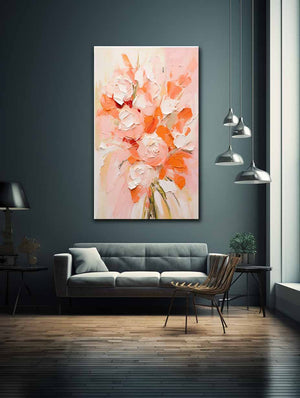 Peach Abstract Roses Painting