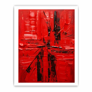 Red Abstract Knife Art Painting