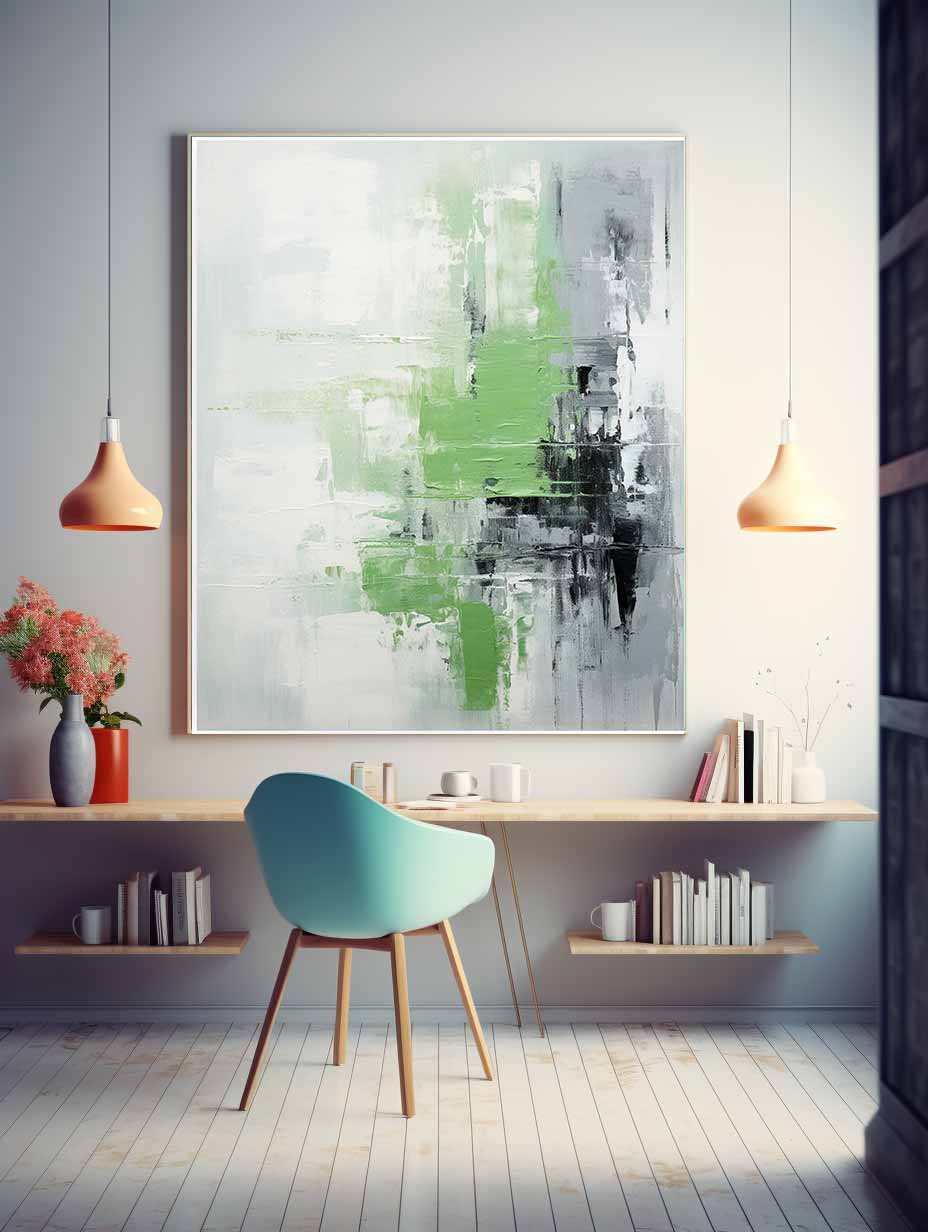 Green Grey Abstract Painting