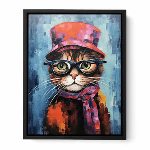 Cat Hat And Glasses Modern Art Painting