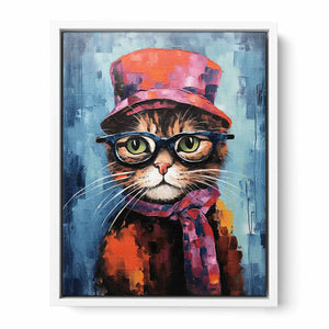 Cat Hat And Glasses Modern Art Painting
