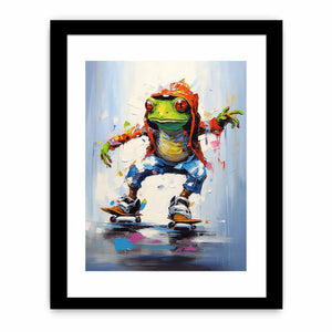 Skateboarding Frog Contemporary Art