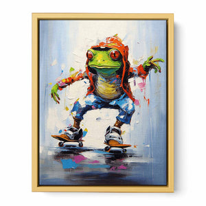 Skateboarding Frog Contemporary Art