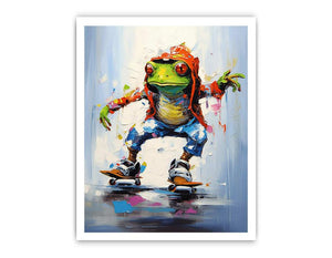 Skateboarding Frog Contemporary Art