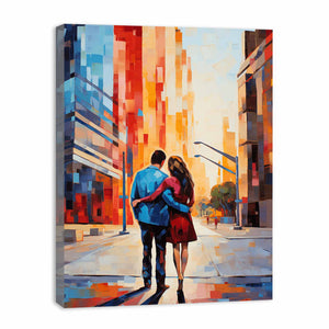 Contemporary Couple Stroll in City