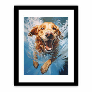 Dog Swimming Modern Painting