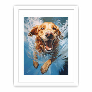 Dog Swimming Modern Painting