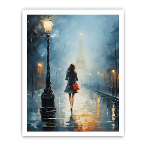 Girl Street Light Modern Painting