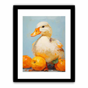 Modern White Orange Duck Art Painting