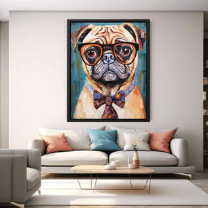 Modern Pug Dog with Glasses