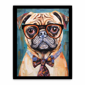 Modern Pug Dog with Glasses