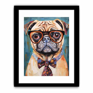 Modern Pug Dog with Glasses