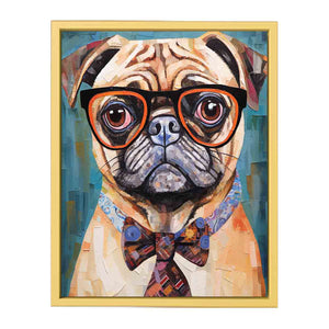 Modern Pug Dog with Glasses