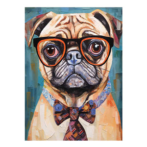 Modern Pug Dog with Glasses