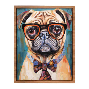 Modern Pug Dog with Glasses