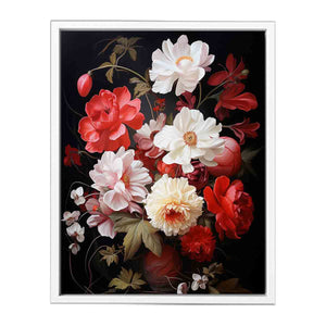 Flower Art Red White Painting