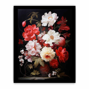 Flower Art Red White Painting