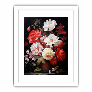Flower Art Red White Painting