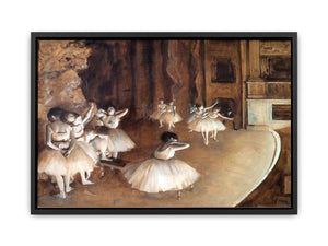 The Dance Class - The Rehearsal of the Ballet on Stage by Edgar Degas