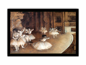 The Dance Class - The Rehearsal of the Ballet on Stage by Edgar Degas