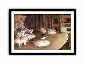 The Dance Class - The Rehearsal of the Ballet on Stage by Edgar Degas