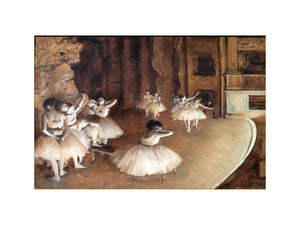 The Dance Class - The Rehearsal of the Ballet on Stage by Edgar Degas