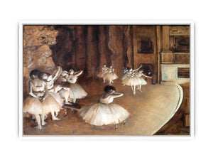 The Dance Class - The Rehearsal of the Ballet on Stage by Edgar Degas