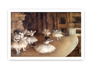 The Dance Class - The Rehearsal of the Ballet on Stage by Edgar Degas