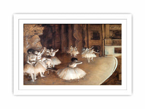 The Dance Class - The Rehearsal of the Ballet on Stage by Edgar Degas