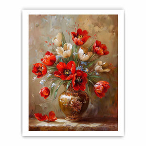 Red Flowers with Vase Painting