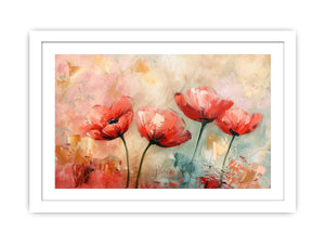 Red Abstract Floral Painting