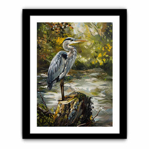 Grey Heron Bird Painting