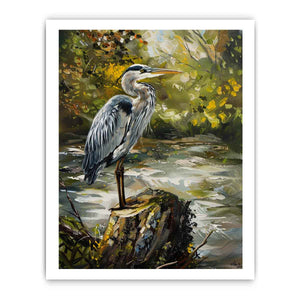 Grey Heron Bird Painting