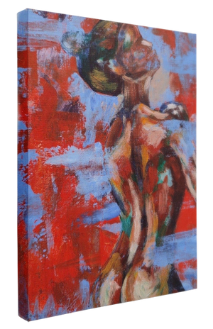 Abstract Red Nude Oil Painting
