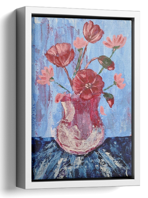 Red Flower and Red Vase Painting