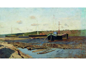 Volga. Barges. Painting