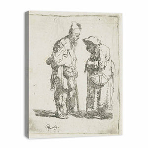 A beggar Man and beggar Woman conversing Painting