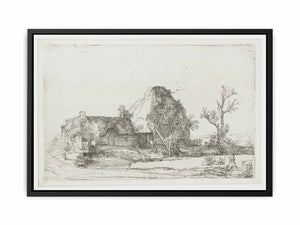 Cottages and Farm Buildings with a Man sketching
Painting