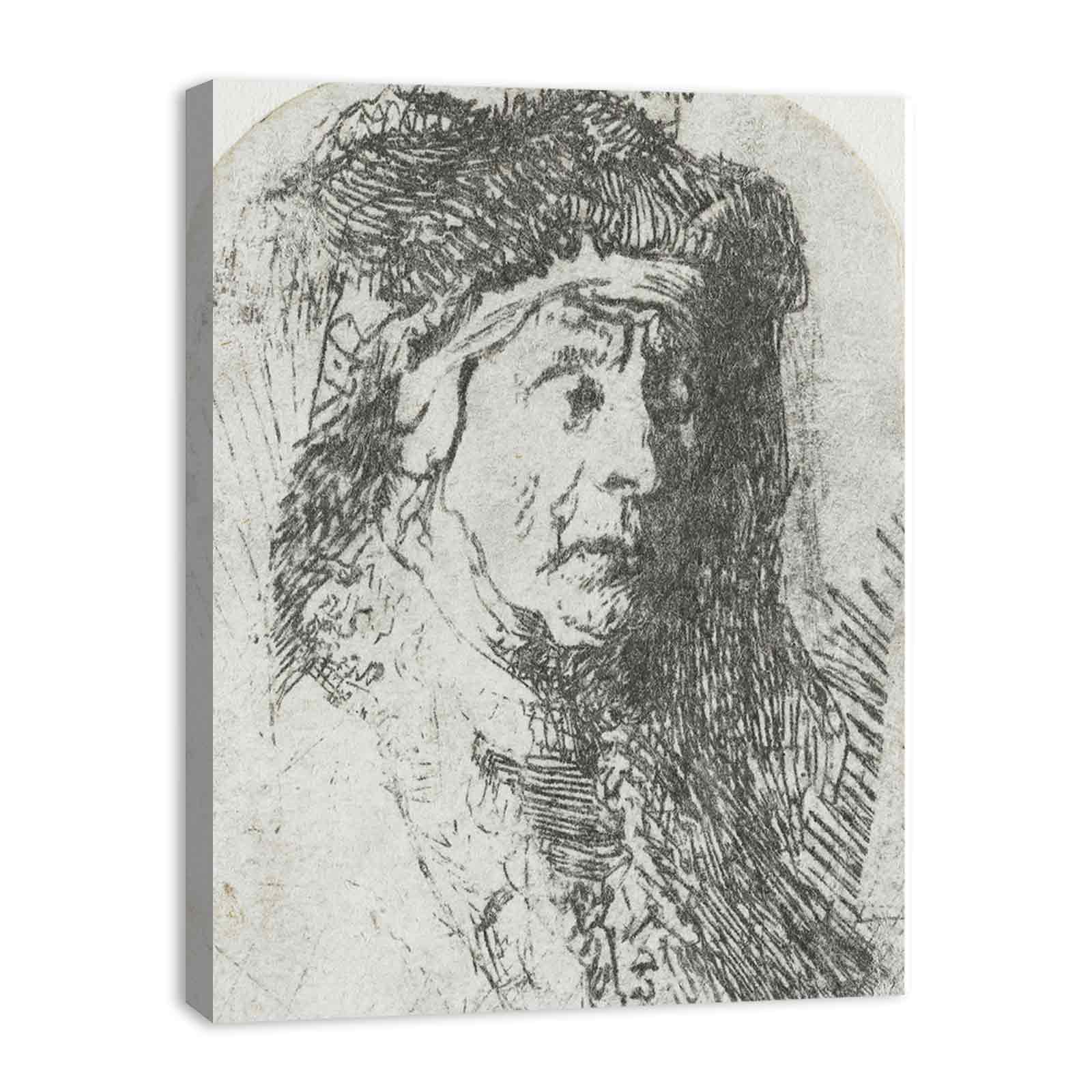 Bust of an old Woman in a furred Cloak and heavy Headdress
Painting