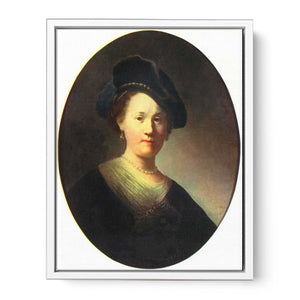 Portraits of a young woman with a pearl-studded beret, Oval Painting