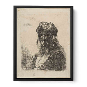 An old bearded Man in a high Fur Cap, with Eyes closed
Painting