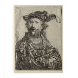 Self portrait in a velvet cap with plume Painting