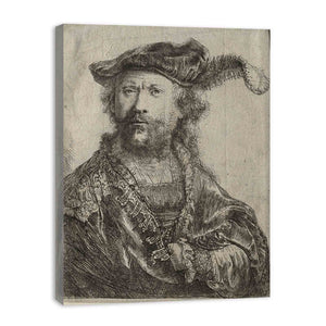 Self portrait in a velvet cap with plume Painting