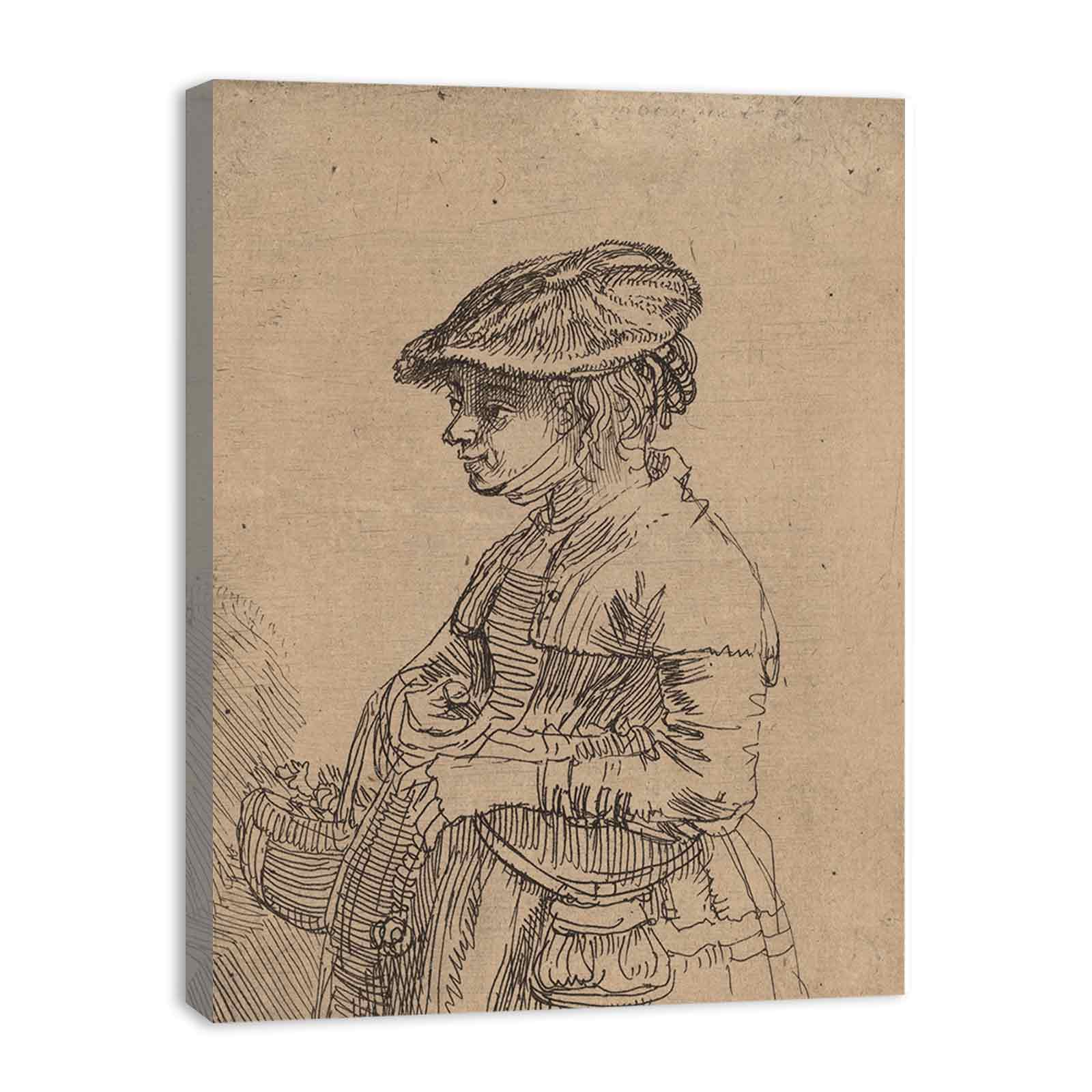 A Girl with a Basket Painting